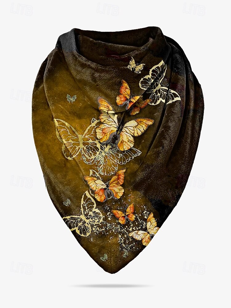 Women's Scarf with Blue and Gold Butterfly Print - Soft and Elegant Accessory for Casual and Formal Wear 2025 - $11.99 –P9