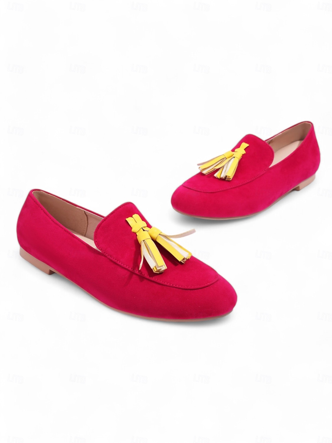 mocassini da donna con stampa leopardata rosa e nappa gialla: scarpe slip-on audaci ed eleganti per un look trendy e di tendenza del 2025 a $34.99 –P2