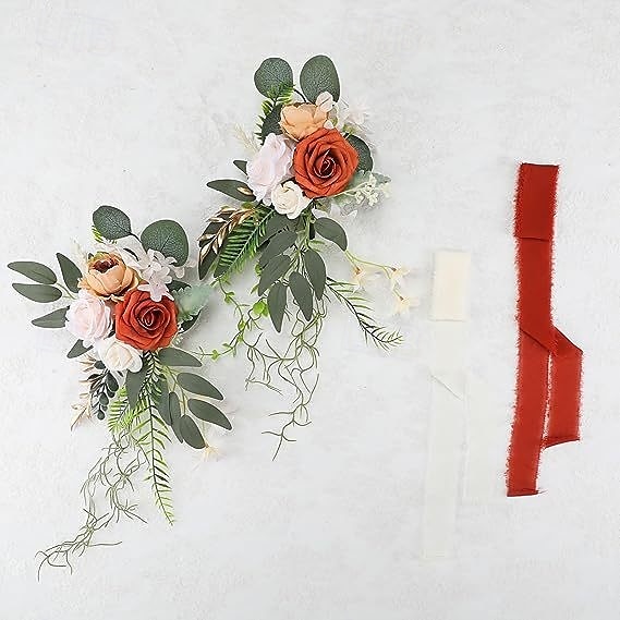 Wedding Aisle Decorations White Pew Flowers for Wedding Ceremony Party Chair Decor with Artificial Flowers Eucalyptus and Ribbons 2025 - $15.99 –P5