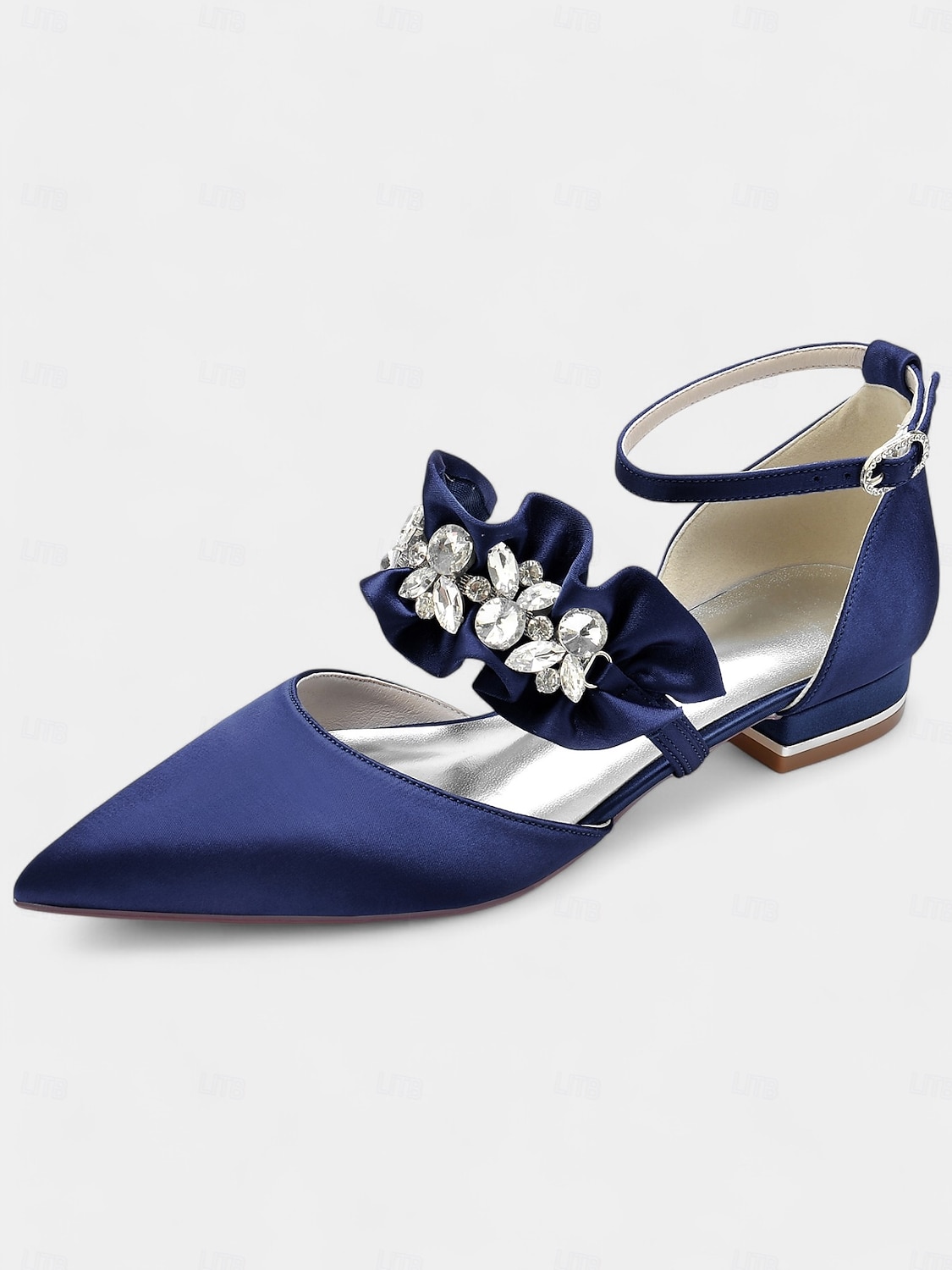 ballerine da donna in raso nero con punta affilata e decorazioni floreali in strass – scarpe eleganti per matrimoni ed eventi formali del 2025 a $64.99 –P15