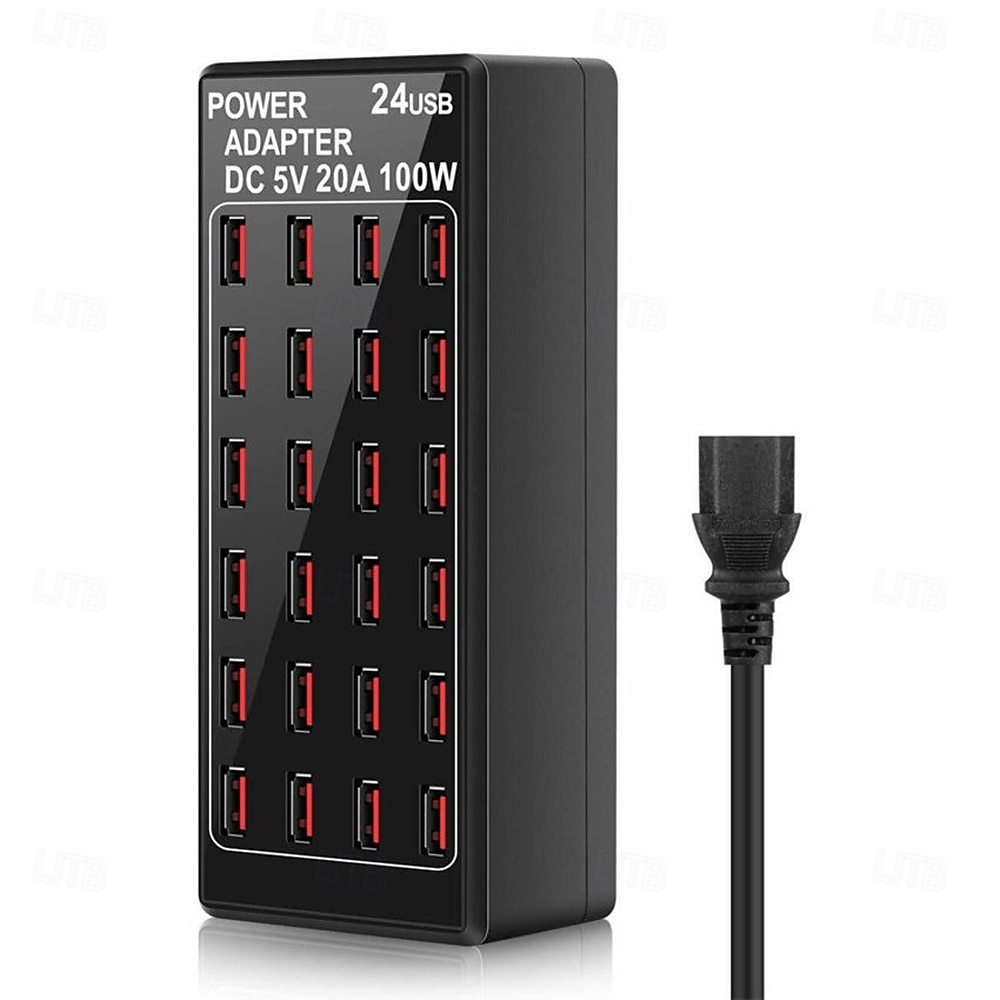 ny vare 5v 20a 100w 24 port usb hurtigladestasjonreise stasjonær usb hurtiglader multiporter ladestasjon 2025 - $51.99 –P5