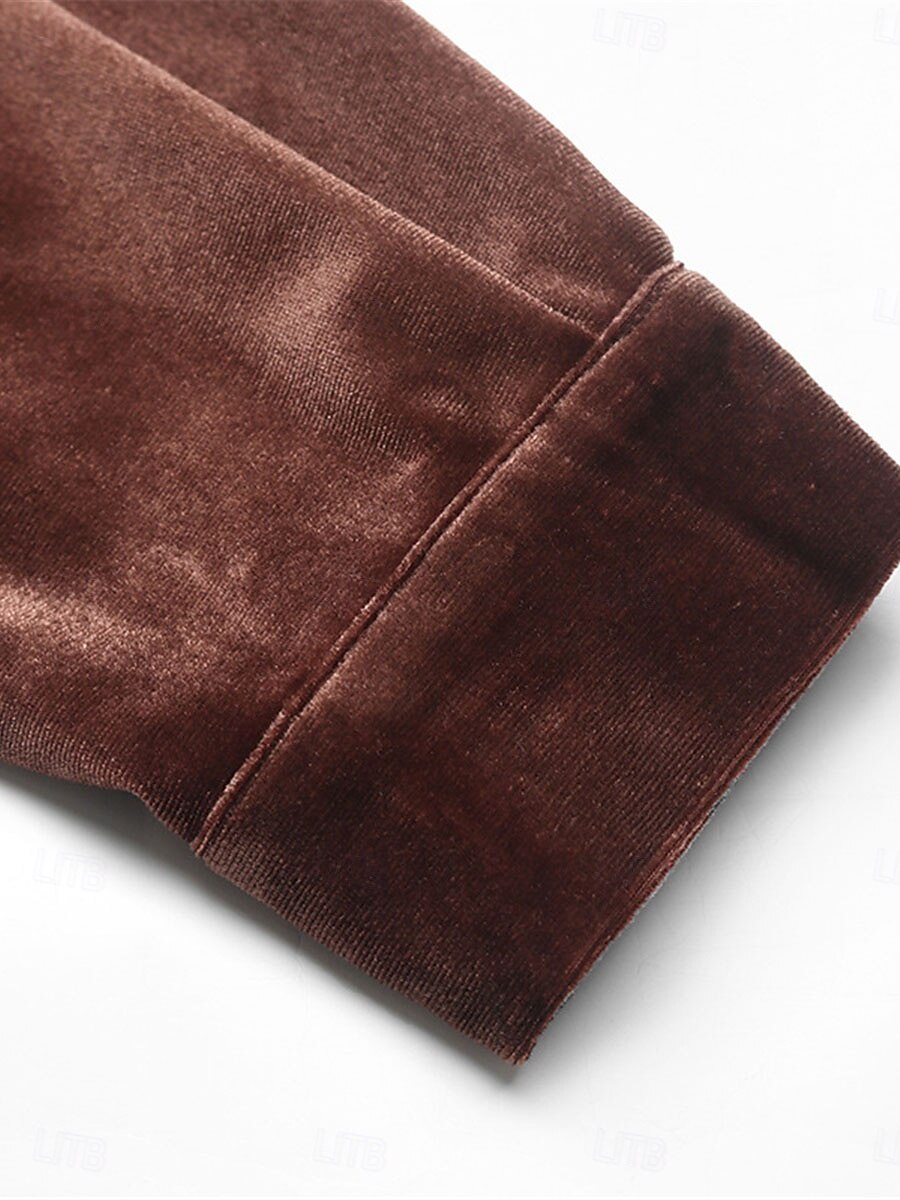 Dames Overhemd Blouse Effen Kleur Basic Casual Lange mouw V-hals Normale tops Dagelijks Lapwerk Knop Zak Wijn Bruin Groen Herfst Winter 2025 - $36.99 –P13