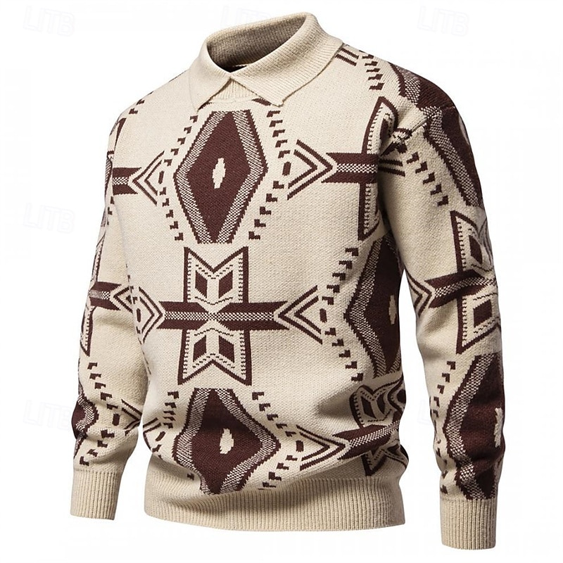 Herren Pullover Strickpullover Gerippt Stricken Standard Strick Raute Kargen Modisch Basic Freizeitskleidung Verabredung Bekleidung Herbst Winter Schwarz Rote S M L 2025 - $39.99 –P11