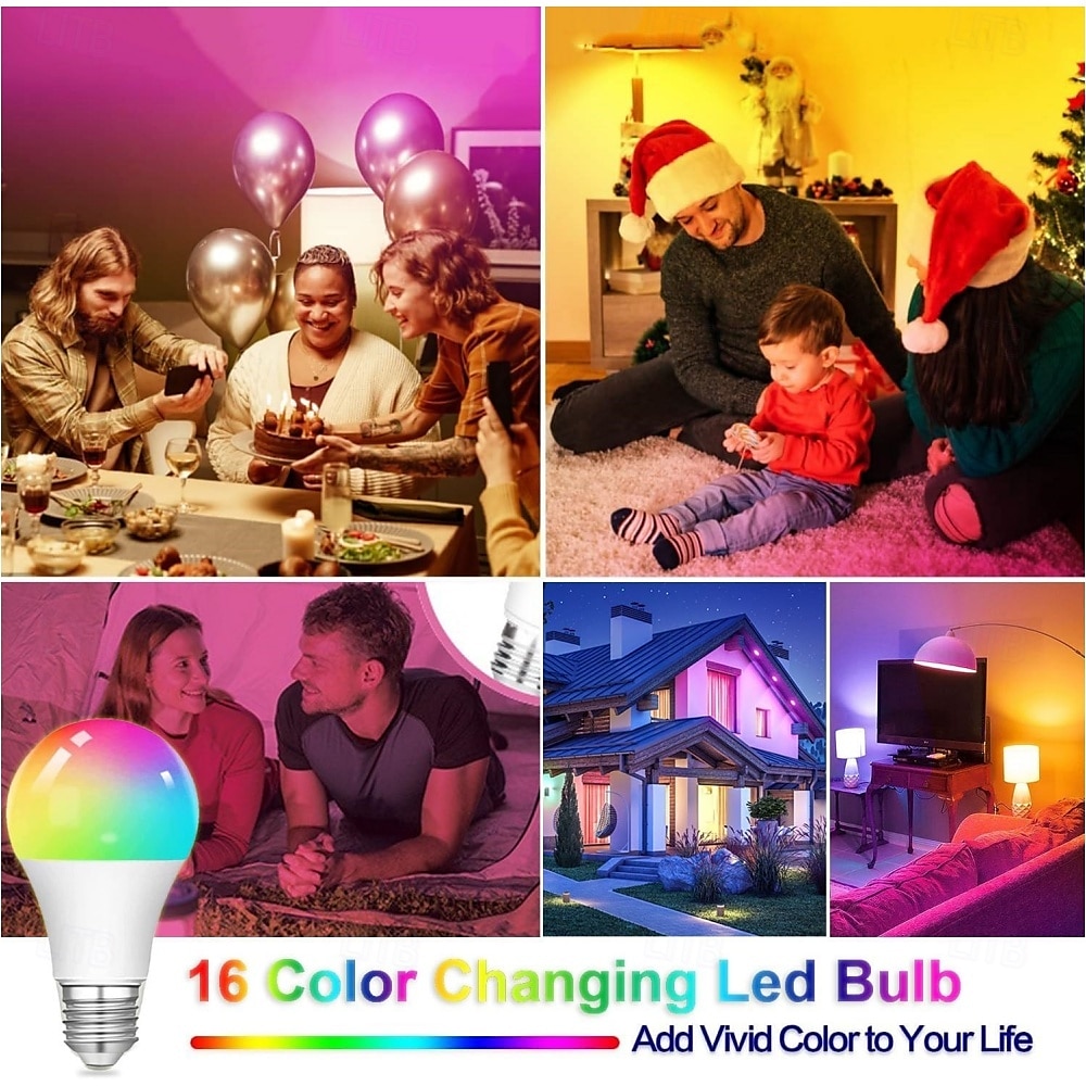 E27 A19 RGBW Color-Changing LED Bulb with Remote, 5W/10W, 16 Colors, Dimmable & Memory Function for Party, Bedroom, Outdoor 1 Pack 2026 - $9.49 –P4