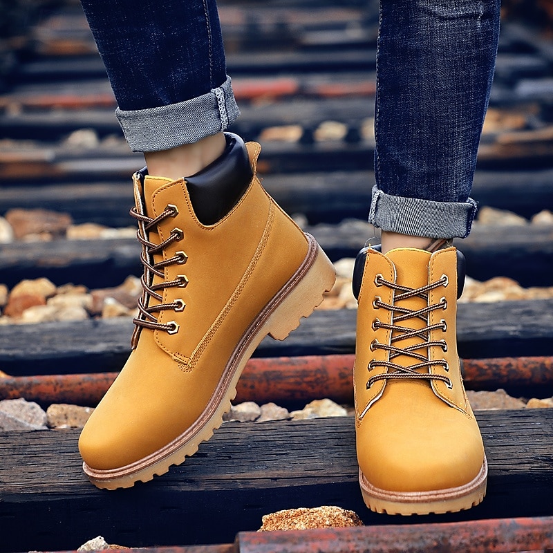 bottes de travail jaunes classiques pour hommes – bottines à lacets durables avec col rembourré et semelle robuste de 2025 ? $46.99 –P2