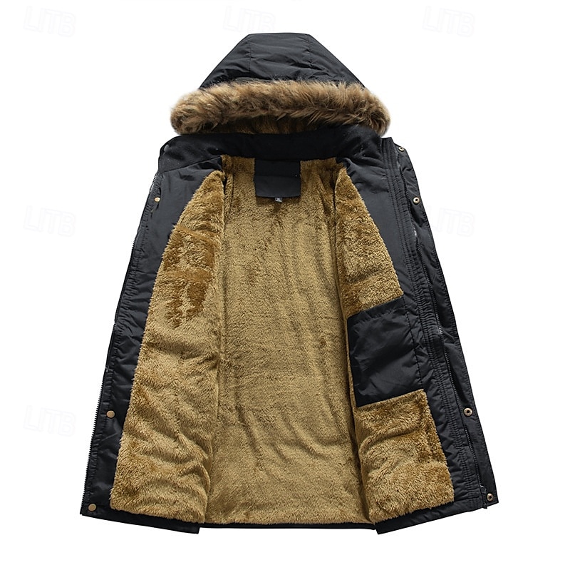 Herr Vinterkappa Pufferjacka Fleece-jacka Vadderad jacka Ficka Polyester Semester Dagliga kläder Datum Normal Mode Ledigt Bekväm Håller värmen Höst vinter Enfärgad / vanlig färg Svart Mörkblå 2025 - $49.99 –P8
