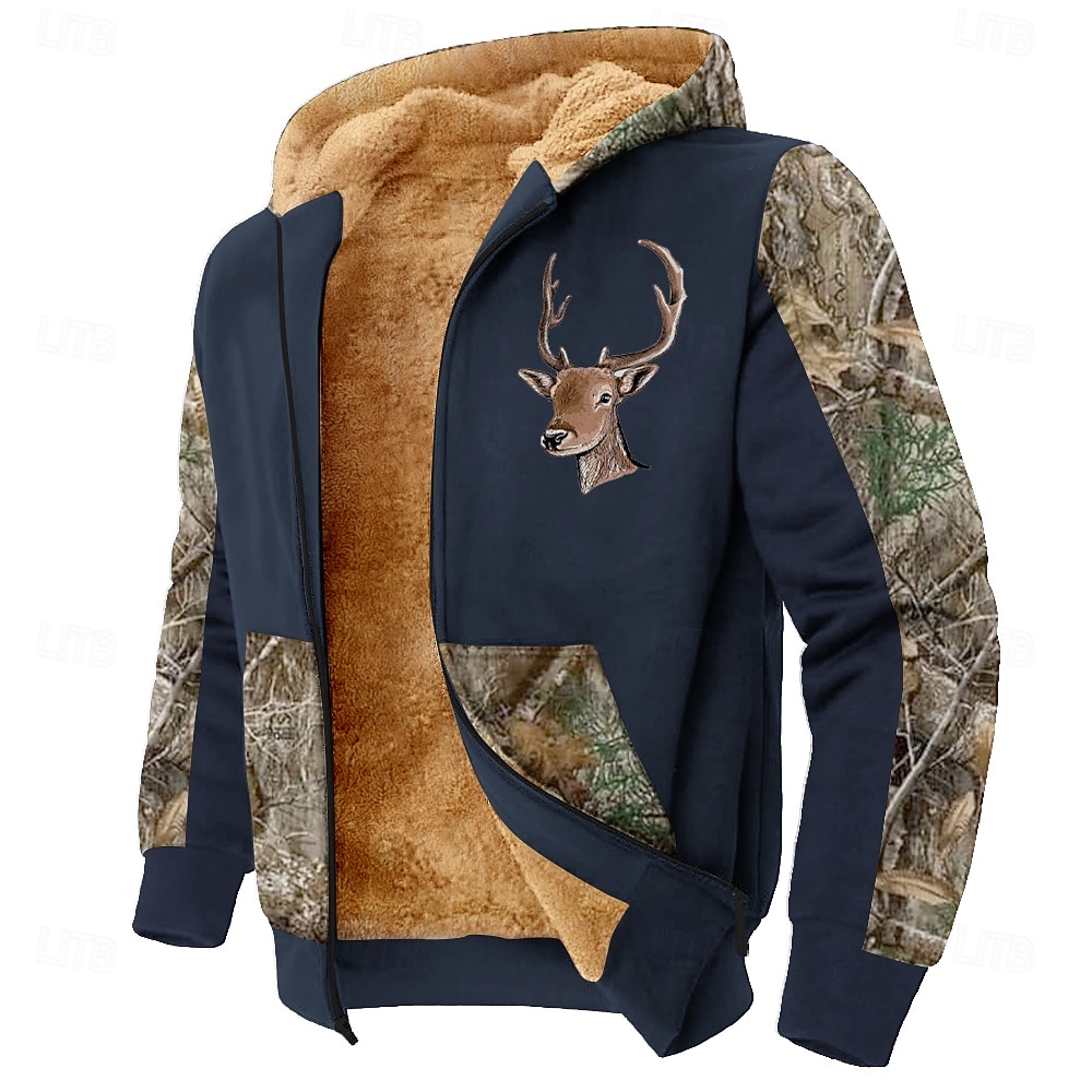 Homens camuflagem Veado Tosão Moletons Moda Étnico Manga Longa Com Capuz Festa Caça Preto Marron Com Cordão Outono Inverno Designer de 2025 por $45.99 –P6