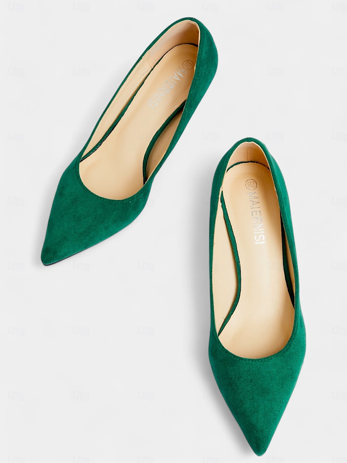 décolleté da donna in pelle scamosciata verde smeraldo con punta affilata e tacco a gattino – scarpe eleganti per l'ufficio o le feste del 2025 a $56.99 -P8