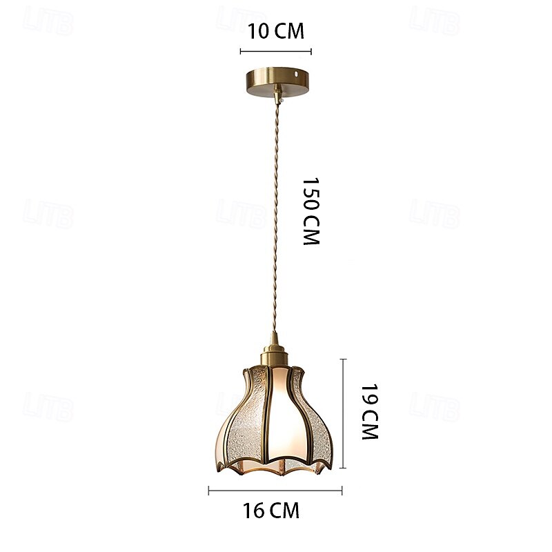 lampade a sospensione lampada a sospensione americana vintage in ottone con paralume in vetro giuntato lampada a sospensione europea semplice da 6,3 pollici in ottone e vetro 85-265v del 2025 a $101.99 –P1