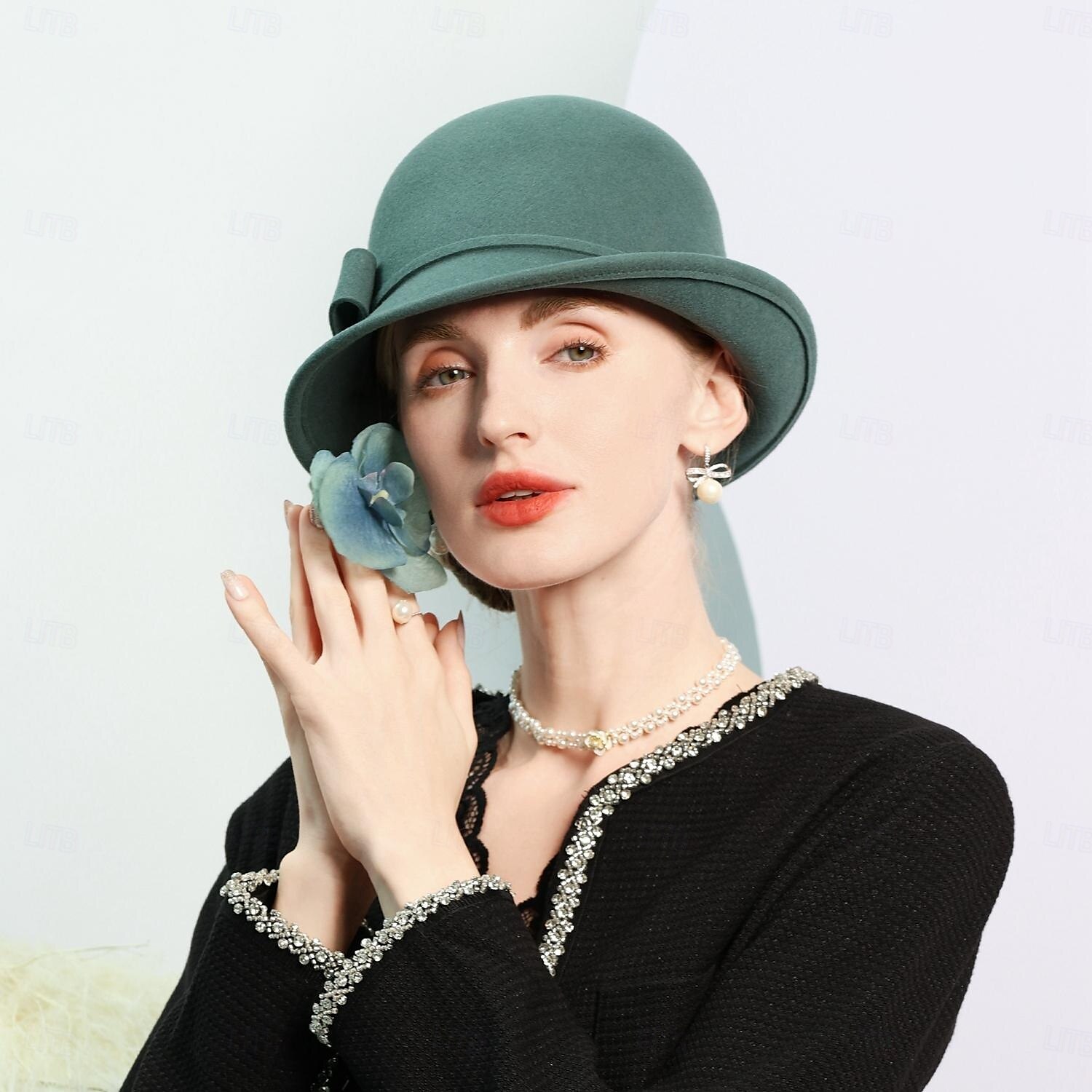 chapéus 100% lã chapéu coco / cloche chapéu balde chapéu fedora chá de casamento elegante casamento com laço cor pura chapéu chapéu de 2025 por $37.99 –P5