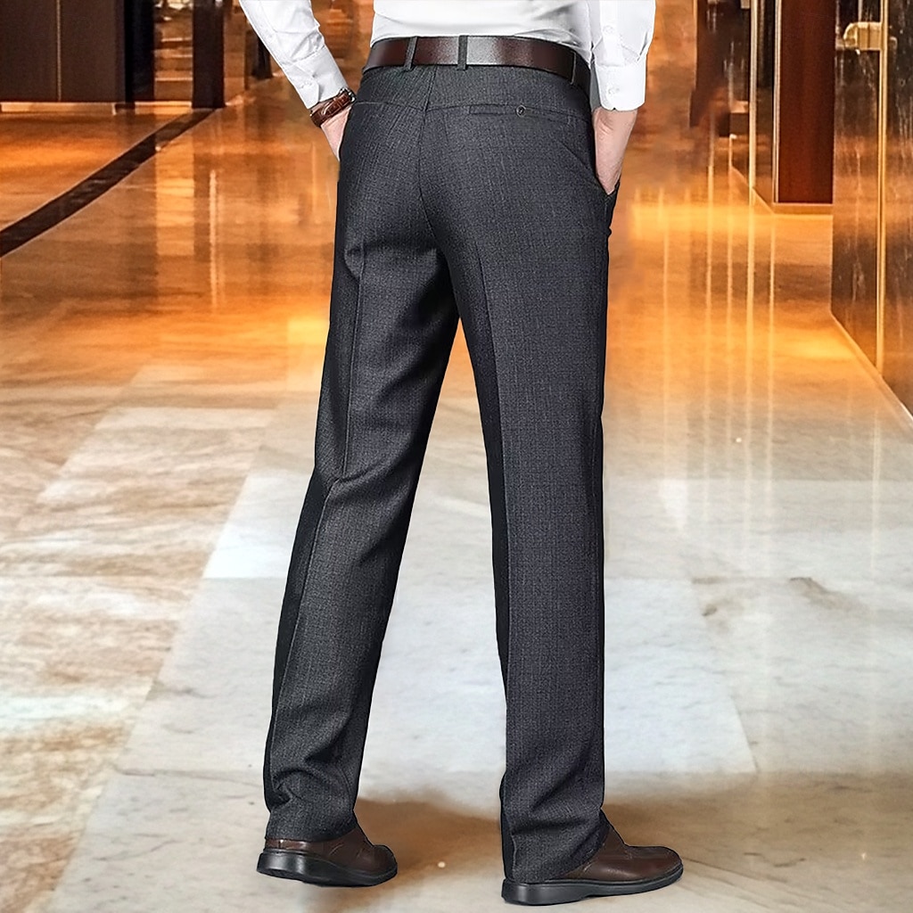 Men's Dress Pants Trousers Slacks Suit Pants Pocket Plain Comfort Breathable Wedding Outdoor Daily Fashion Casual Black Khaki 2025 - $21.99 –P2