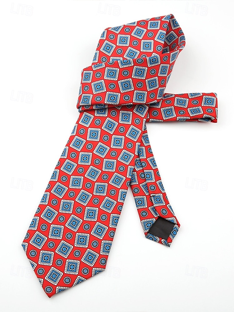 gravatas masculinas de seda sintética com padrão retrô - gravatas vintage com estampa floral e geométrica para uso formal e empresarial de 2025 por $11.99 –P5