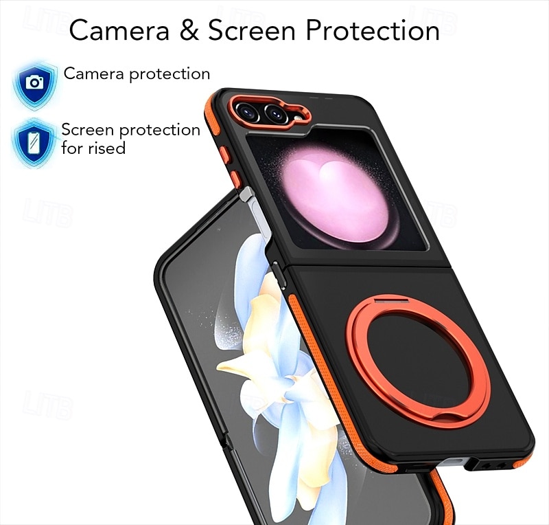 Phone Case For Samsung Galaxy Z Flip 6 Z Flip 5 Back Cover with Stand Holder Shockproof Retro PC Silicone 2025 - $25.99 –P3