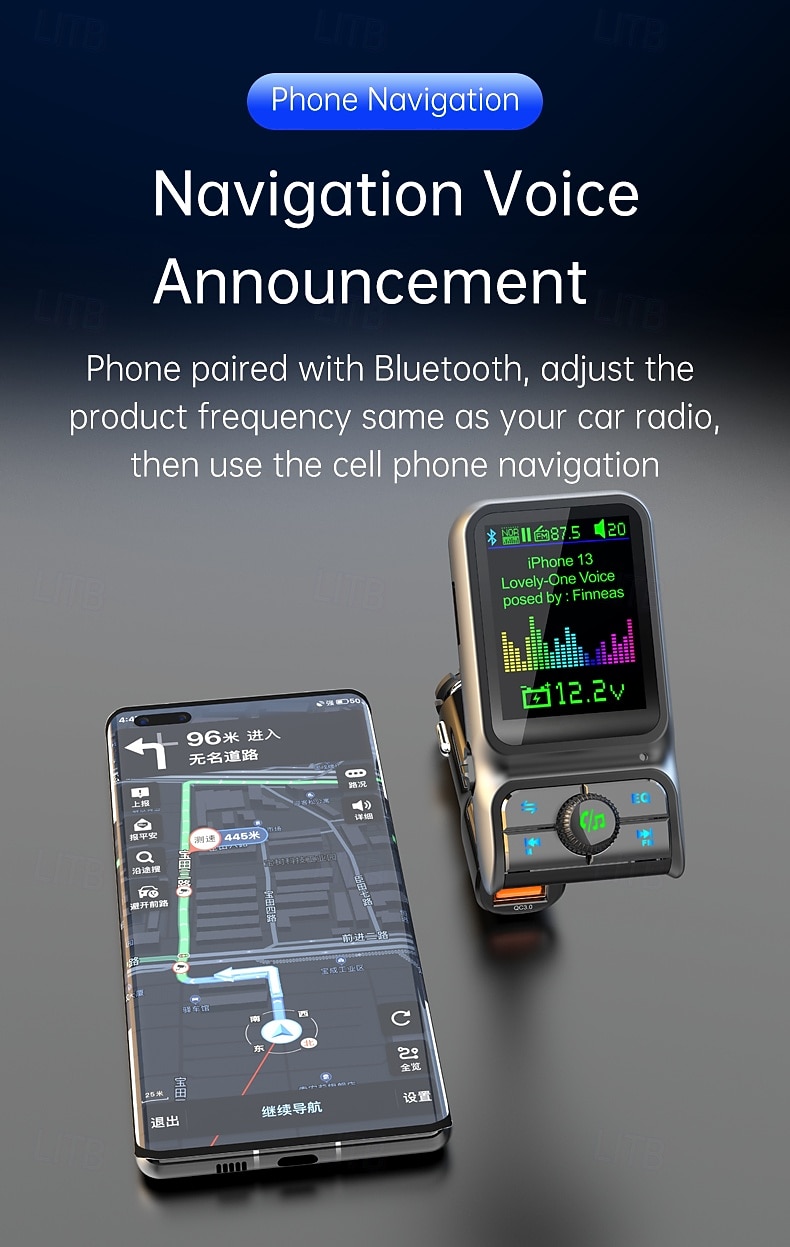 умное автомобильное зарядное устройство Bluetooth pd3.0 qc3.0 eq sound fm передатчик с цветным дисплеем aux автомобильный комплект windows bc85 2025 - $25.99 –P9