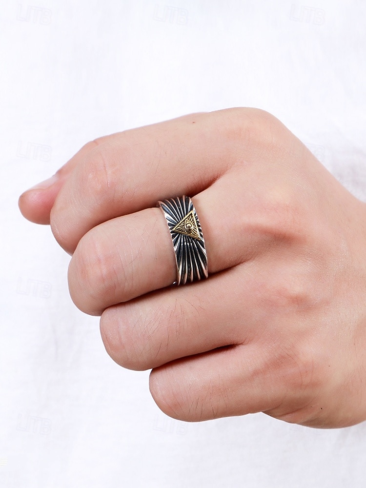 anello vintage regolabile da uomo - design occhio della provvidenza, perfetto per stili gotici e boho del 2025 a $9.99 –P4