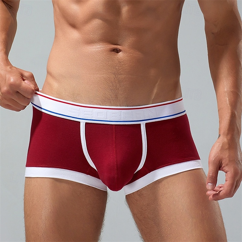 Herren 1 pc Unterwäsche Boxer Boxer-Shorts Patchwork Polyester Atmungsaktiv Weich Komfortabel Farbblock Mittlere Hüfthöhe Gelb Rote 2025 - $10.49 –P15