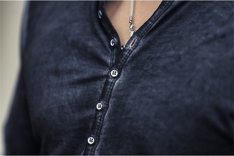 Men's Henley Shirt Tee Top Long Sleeve Shirt Plain Henley Street Vacation Long Sleeve Clothing Apparel 100% Cotton Vintage Fashion Basic 2025 - GBP £17 –P11