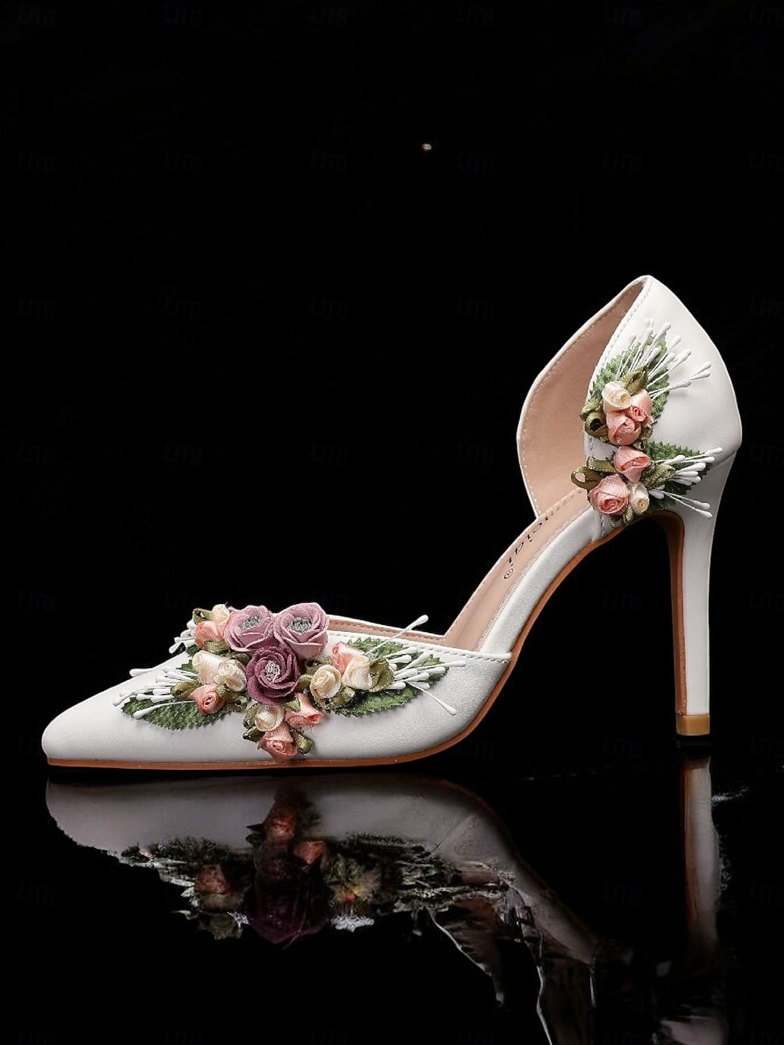 Women's White Bridal D'Orsay Stiletto Heels – Pointed Toe Wedding Pumps with 3D Floral Embellishment for Garden & Church Weddings 2026 - $59.99 –P9