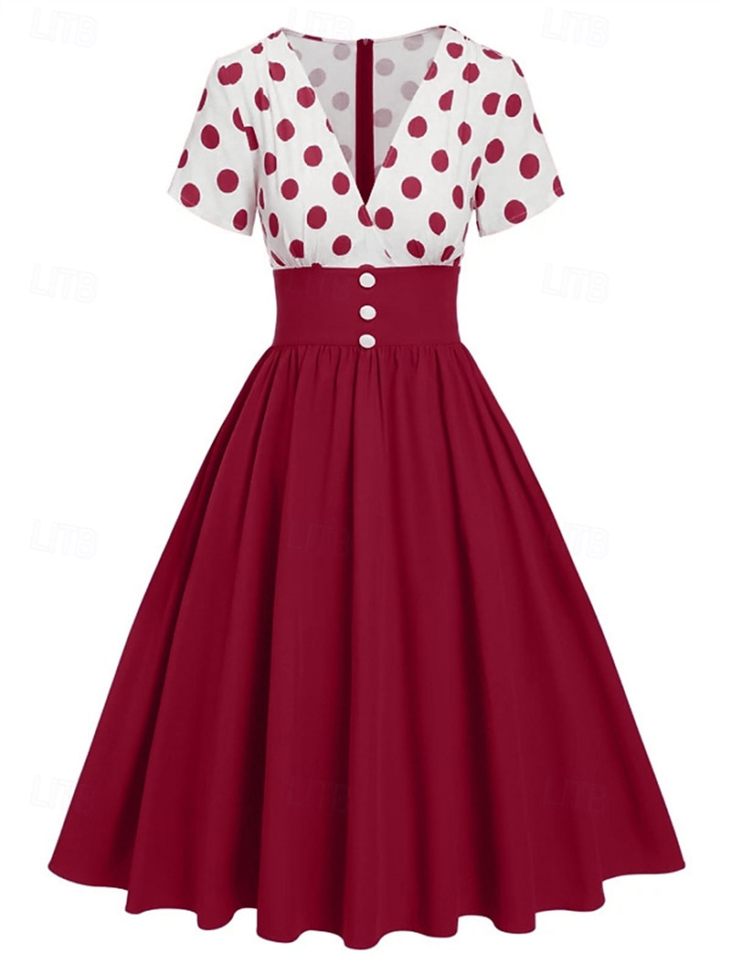 Retrò Vintage Anni 1950 Abito vintage Vestito Mascherata Pois Linea ad A Per donna Carnevale Capodanno Mascherata Casual Quotidiano Addio al Nubilato Adulti Vestito del 2025 a $24.99 –P14