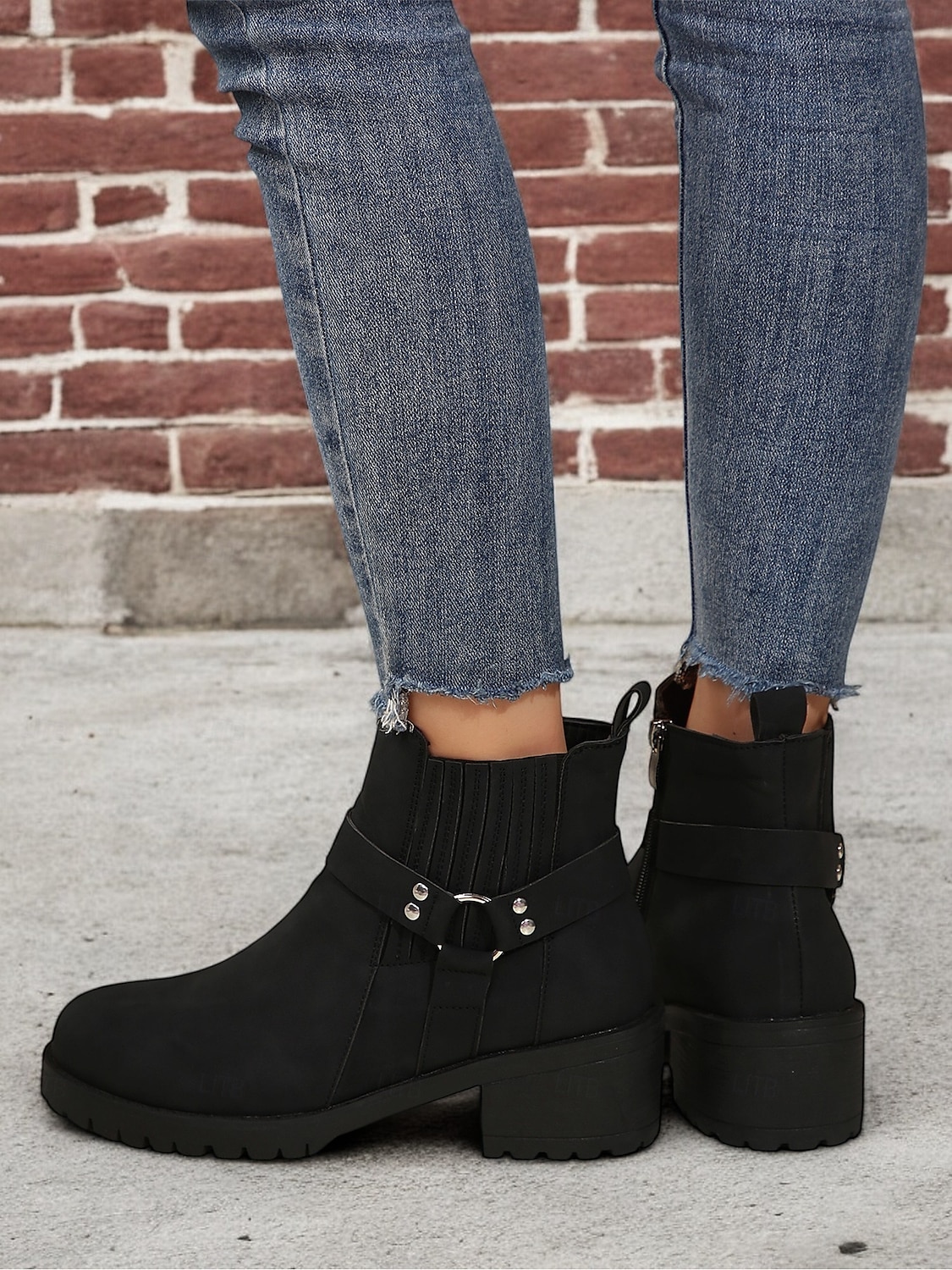 Women's Grey Ankle Boots – Stylish Block Heel with Strap Details, Side Zip, and Rugged Sole for Casual and Outdoor Wear 2025 - $42.99 –P4