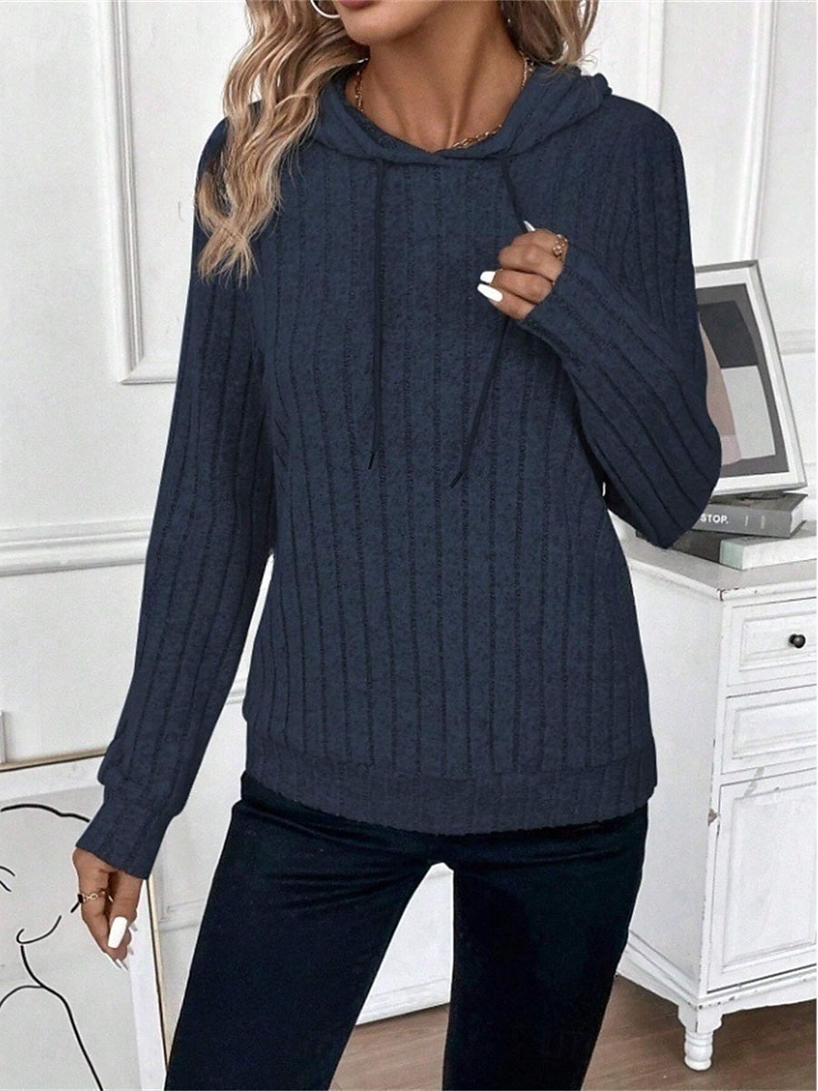 Damen Kapuzenpullover Sweatshirt Casual Plain Street Alltagskleidung Kapuzenpullover Langarm Wein Marineblau Hellgrau Herbst Winter 2025 - $18.99 –P3