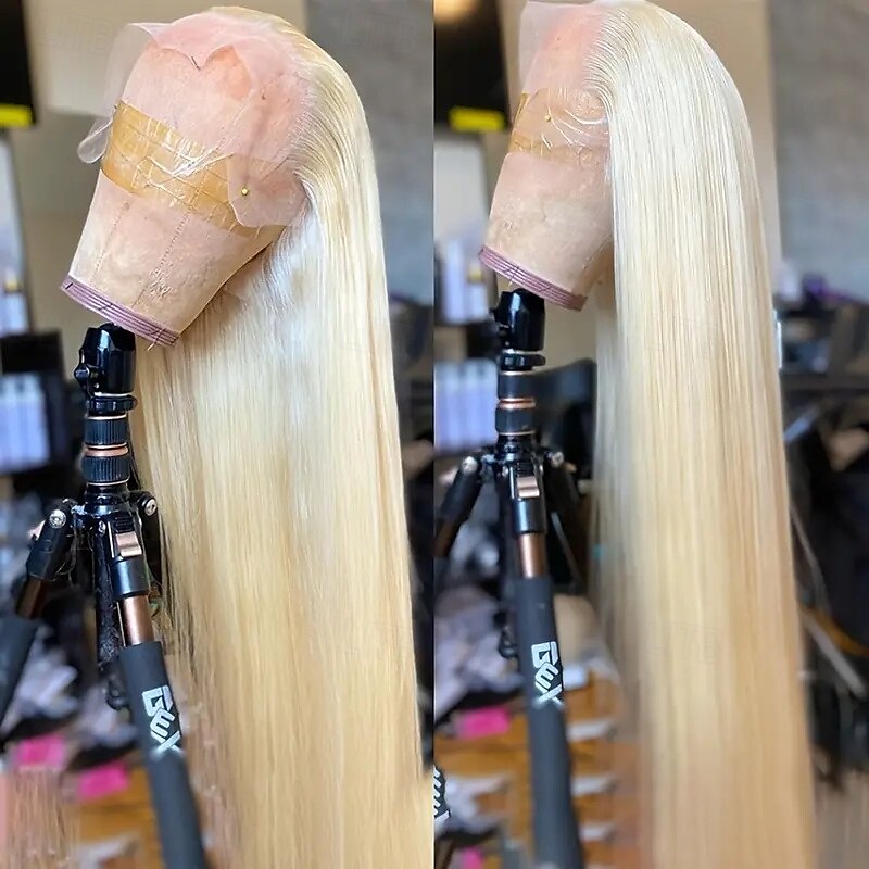 Peluca frontal de encaje transparente de 13x4, 613 #, pelucas frontales de encaje liso rubio, cabello humano con cabello de bebé 2025 - $120.99 –P5