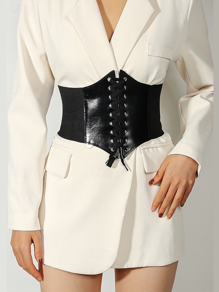 cinto de espartilho preto com cadarço feminino e bordado floral vermelho – modelador de cintura estiloso para vestidos e blazers de 2025 por $9.99 –P2
