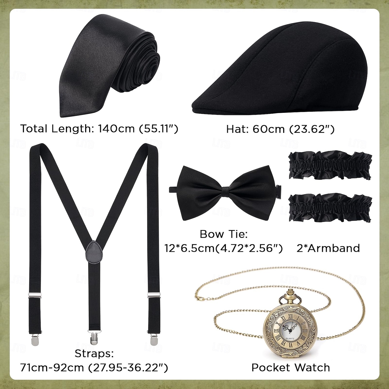 Retro Řvoucí 20s 20. léta 20. století Úbory Vesta Sada příslušenství Gentleman Gangster Pánské Karnevalový kostým 8 ks Vánoce předvečer Všech svatých Karneval Plesová maškaráda Koktejlový večírek 2025 - $41.99 –P3