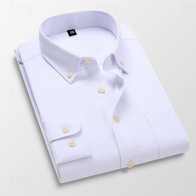 Herre Dresskjorter Skjorte med knapp ned Oxford skjorte Skjorte med krage عادي Bryllup Arbeid Lys Rosa Hvit Marineblå Blå Langermet Vår & Vinter Klær 2025 - $20.99 –P1