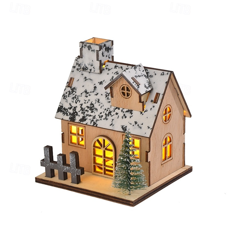 Christmas Wooden House Ornament Light, LED Desktop Decoration Christmas Holiday Table Decorations 2025 - CAD $8.99 –P12