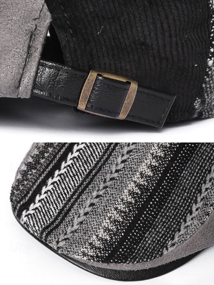 casquette à chevrons pour homme avec lanière en cuir réglable - casquette plate de style vintage, idéale pour les vêtements décontractés et les activités de plein air de 2025 ? $14.99 –P8