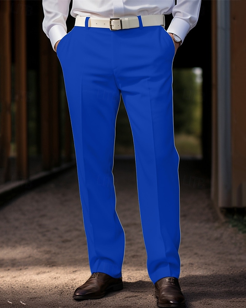 Pánské Oblekové Kalhoty Kalhoty chinos Knoflíky Kapsy Pevná barva Pohodlné Formální Párty Práce Módní Klasický styl Korálově růžová Žlutá Lehce elastické 2025 - $38.99 -P6