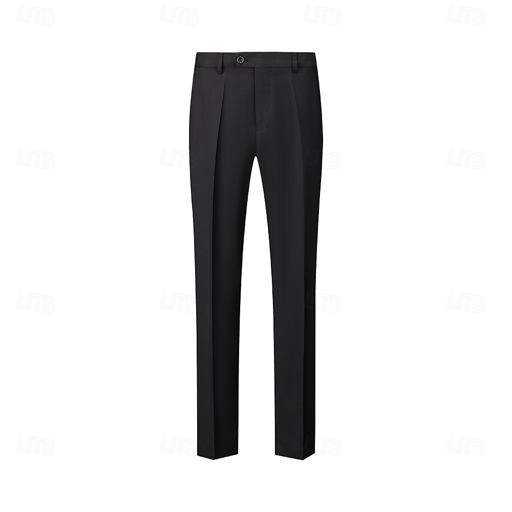 Herren Anzughose lange Hose schwarz weiß dunkelmarine einfarbig mikroelastisch Standard Fit 2024 2025 - $41.99 –P8