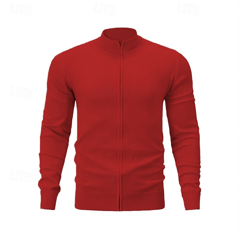 Herren Strickjacke Reißverschluss-Pullover Strickpullover Gerippt Stricken Normale Oberteile Reißverschluss Einfarbig Stehkragen Mode Klassisch Urlaub Alltagskleidung Bekleidung Herbst Winter Frühling 2026 - $36.99 –P7