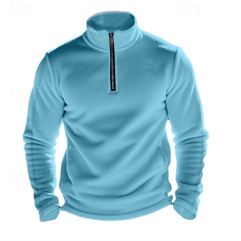 Herre Genser Polarfleece Kvart glidelås genser Svart Militærgrønn Kakifarget Mørkegrå Lyseblå Halv glidelås عادي Sport & Utendørs Daglig Ferie Polyester Gatemote Grunnleggende Fritid Høst vinter Klær 2026 - $27.99 –P13