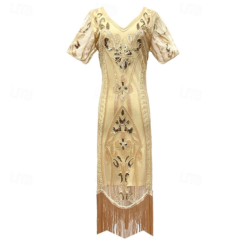 20. léta 20. století Retro Velký Gatsby Krátká délka Maškarní Iluze Velký Gatsby Svatební host Flitry Flitry Do V Dámské Karneval Plesová maškaráda Běžné / Denní Párty / koktejly Svatební hostina 2025 - $43.99 –P7