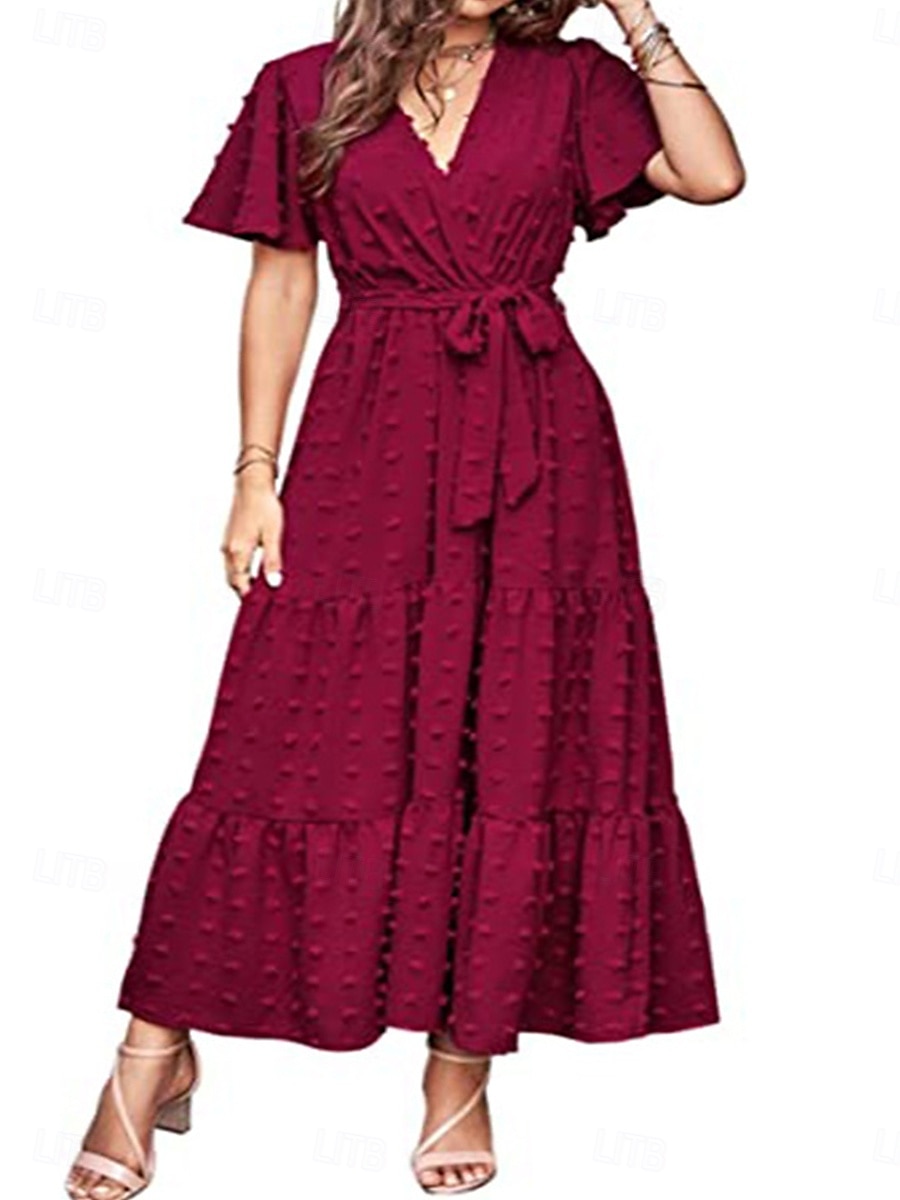 kvinners ensfarget slips foran v-hals lang kjole maxi kjole elegant bohemia fest daglig sommer 2025 - $51.99 –P4