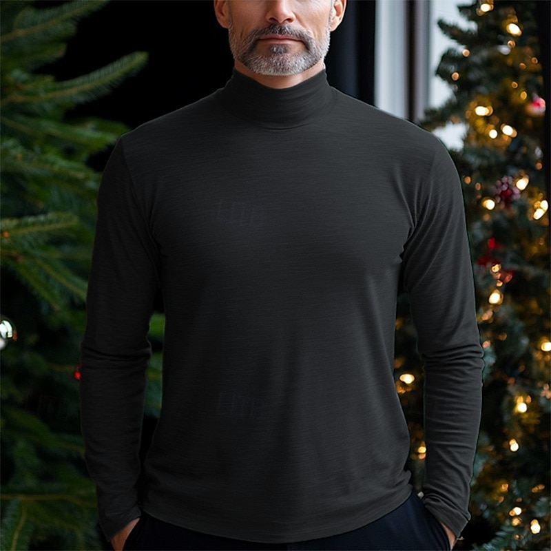 Herre T skjorte Turtleneck skjorte Langermet skjorte Langermet Rullekrage Vår & Vinter عادي Mote Designer Fritid Klassisk Gate Sport Ferie Lyseblå Marineblå Svart Topp T-skjorte for menn 2025 - $15.49 –P6