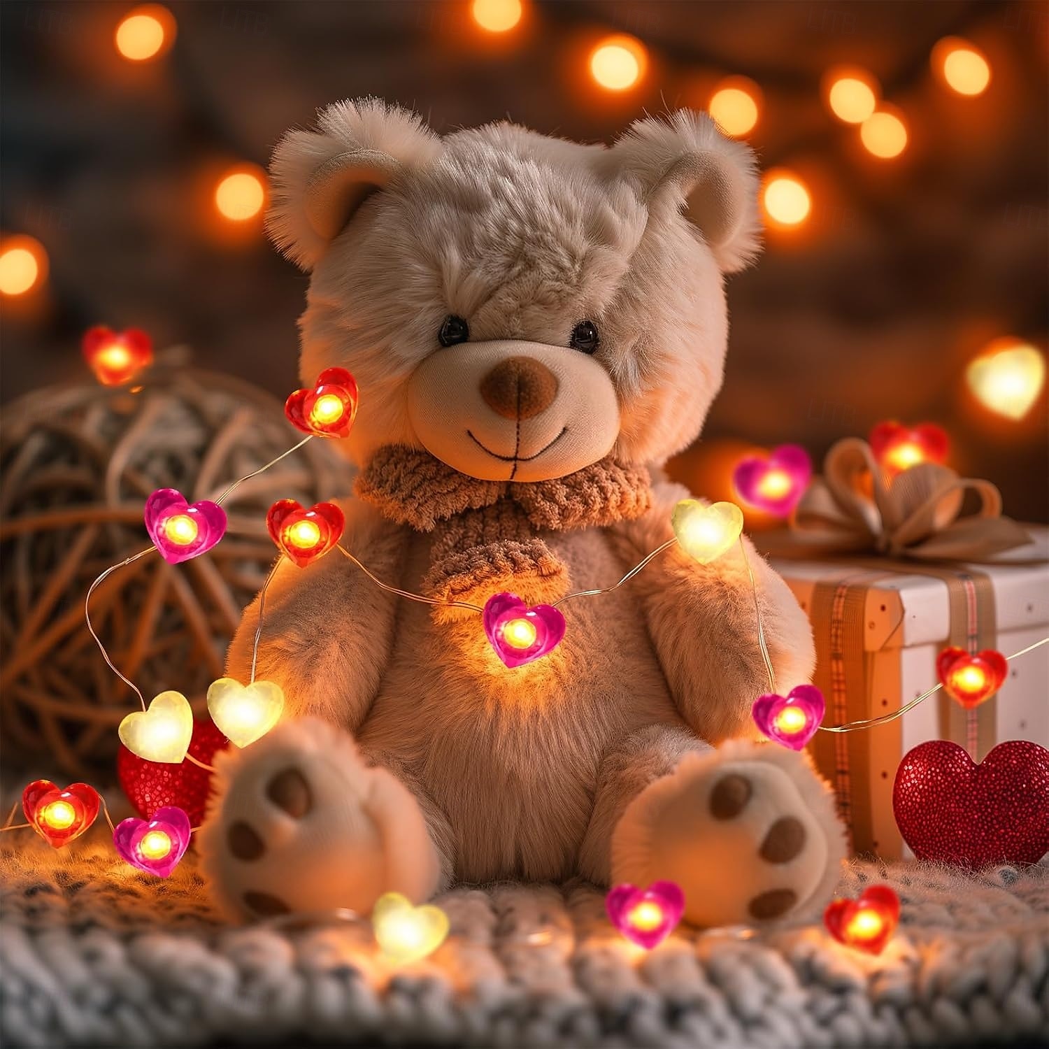 ystävänpäivä sisustus 2m 20 led keiju valot punainen pinkki valkoinen sydän valot merkkijono paristokäyttöinen ystävänpäivä koristeet sydän keiju valot romanttinen sisustus kodin makuuhuone 2025 - $7.99 –P4