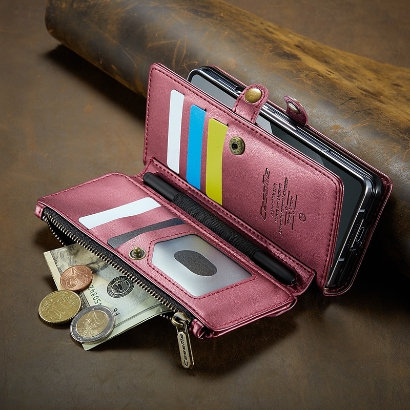 telefone Capinha Para Dobra Z 6 Z Fold 5 Z Fold 4 Z Fold 3 Capa para Cartão Wallet Com Suporte Magnética Zíper Retro TPU PC de 2025 por $31.99 –P7