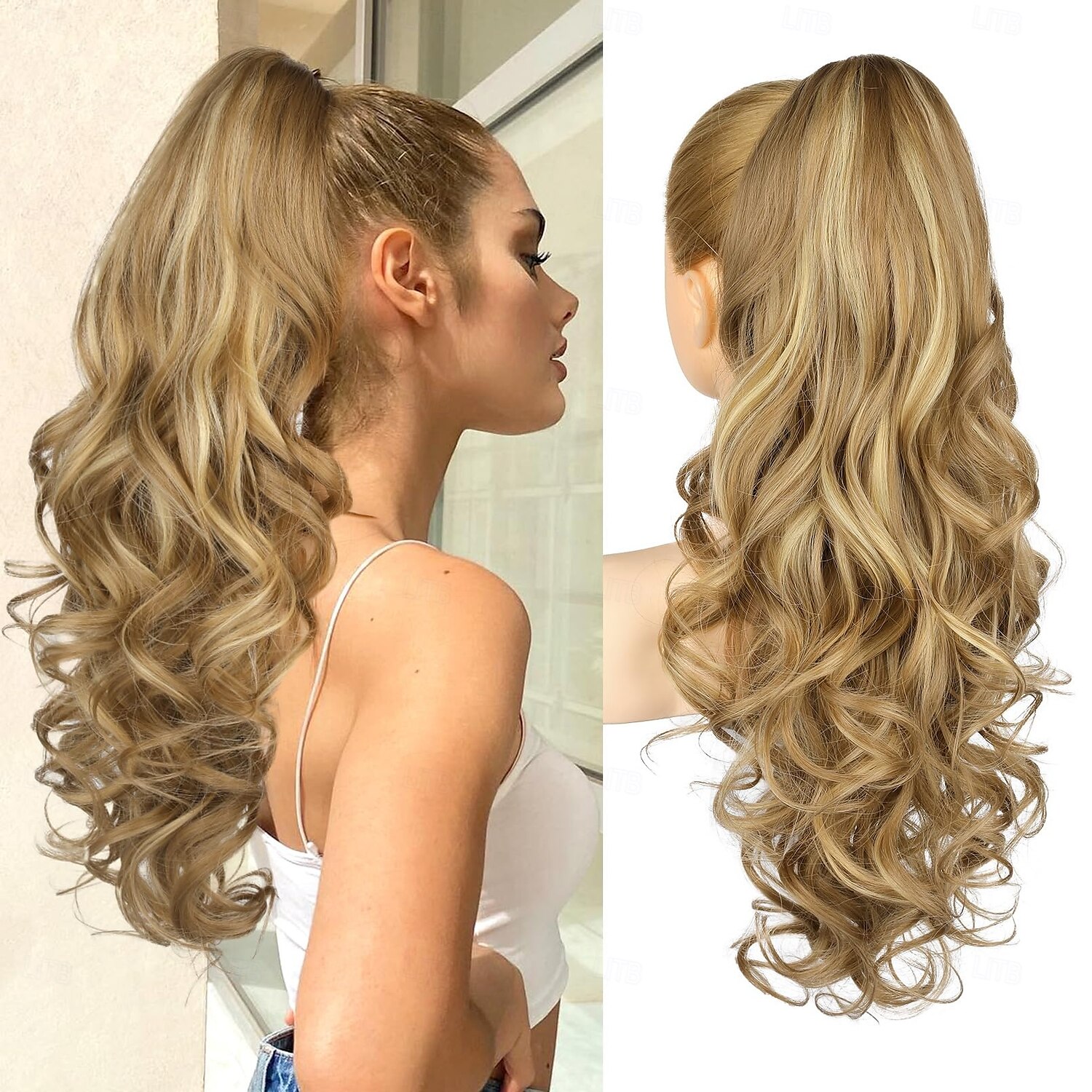 Cordon Queue-de-cheval Doux / Naturel / Faciliter l'habillage Cheveux Synthétiques Pièce de cheveux Extension des cheveux Bouclé 24 pouces Vacances / Soirée / Tenue de soirée de 2025 ? $10.99 –P1