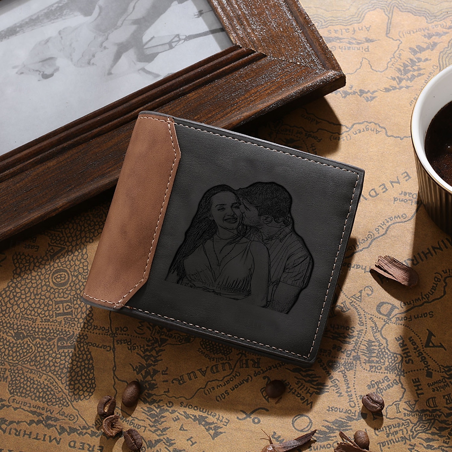 Portofel din piele gravat personalizat cadou personalizat pentru tata portofel bifold pentru bărbați soț fiu ziua tatălui zi de naștere Crăciun aniversare 2025 - $23.99 –P2