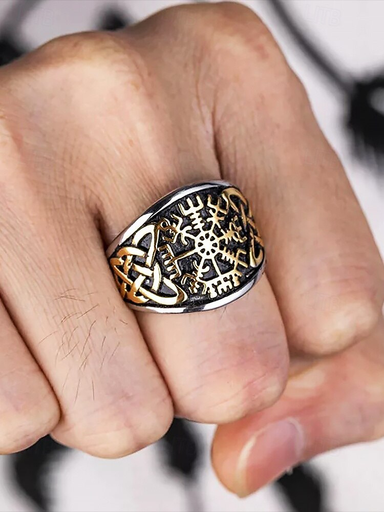 pánský prsten z vikingské runy – prsten z nerezové oceli inspirovaný severskou mytologií s rytinami starověkých symbolů, ideální pro milovníky severského stylu a duchovních šperků 2026 - $11.99 –P1
