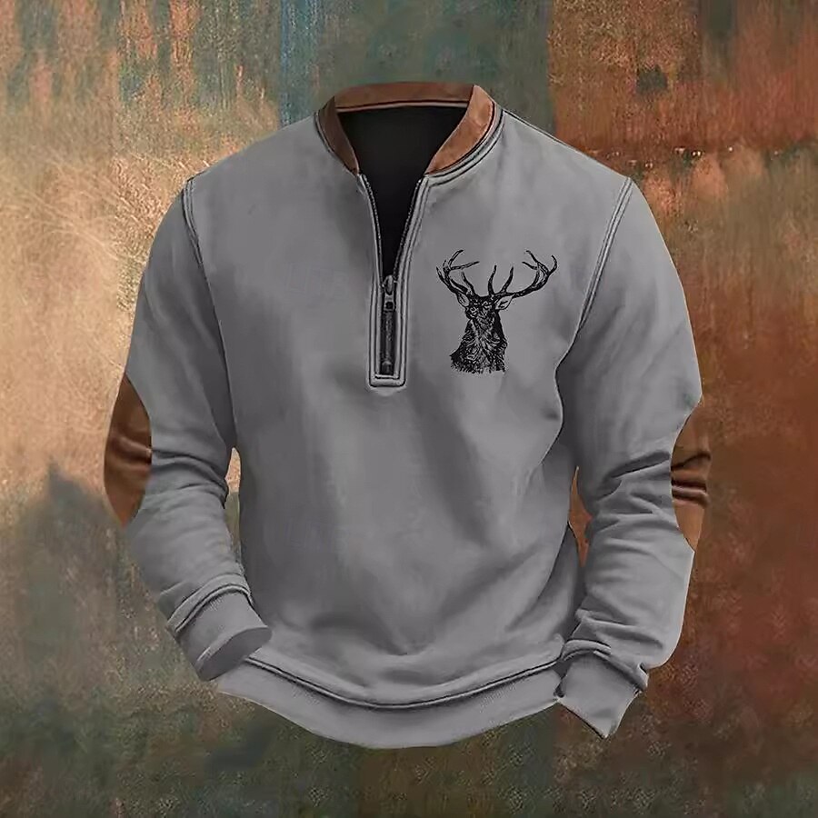 Herren Sweatshirt Blau Braun Grün Grau Halber Reißverschluss Grafik Druck Patchwork Täglich Ferien Ausgehen Polyester Streetwear Lässig Bayerisch Herbst Winter Bekleidung Kapuzenpullover Sweatshirts 2025 - $24.99 –P2