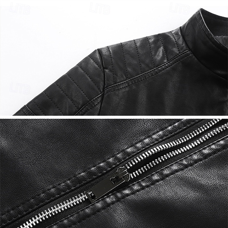 Homens Blusão de couro falso Jaqueta de Transição Jaqueta de motociclista Jaqueta de Motocicleta Férias Diário A Prova de Vento Manter Quente Bolsos Outono & inverno Tecido Moda Clássico Colarinho de 2026 por $47.99 –P6