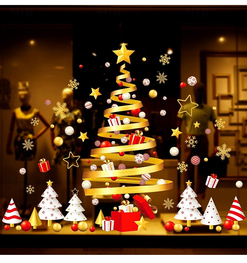 Pegatinas navideñas para ventanas, pegatinas estáticas extraíbles para decoración navideña, pegatinas de PVC de color blanco puro, juego de calcomanías extraíbles de tamaño pequeño para decoraciones 2025 - $12.49 –P8