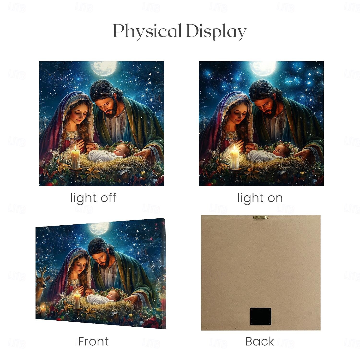 Christmas Nativity Scene LED Canvas Wall Art LED Lighted Up Wall Decor 2AA Battery Operated Lighted Canvas Print LED Light Kitchen Bedroom or Home Decor 2025 - $50.99 –P1