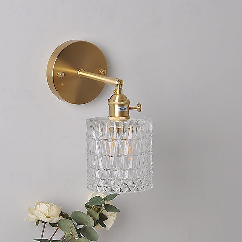 aplice de perete retro cu abajur de sticlă cu 1 lumină aplice de perete reglabile din alamă de interior aplice nordice de perete pentru hol pentru baie, corp de iluminat pentru perete de dormitor, 2025 - $64.99 –P2