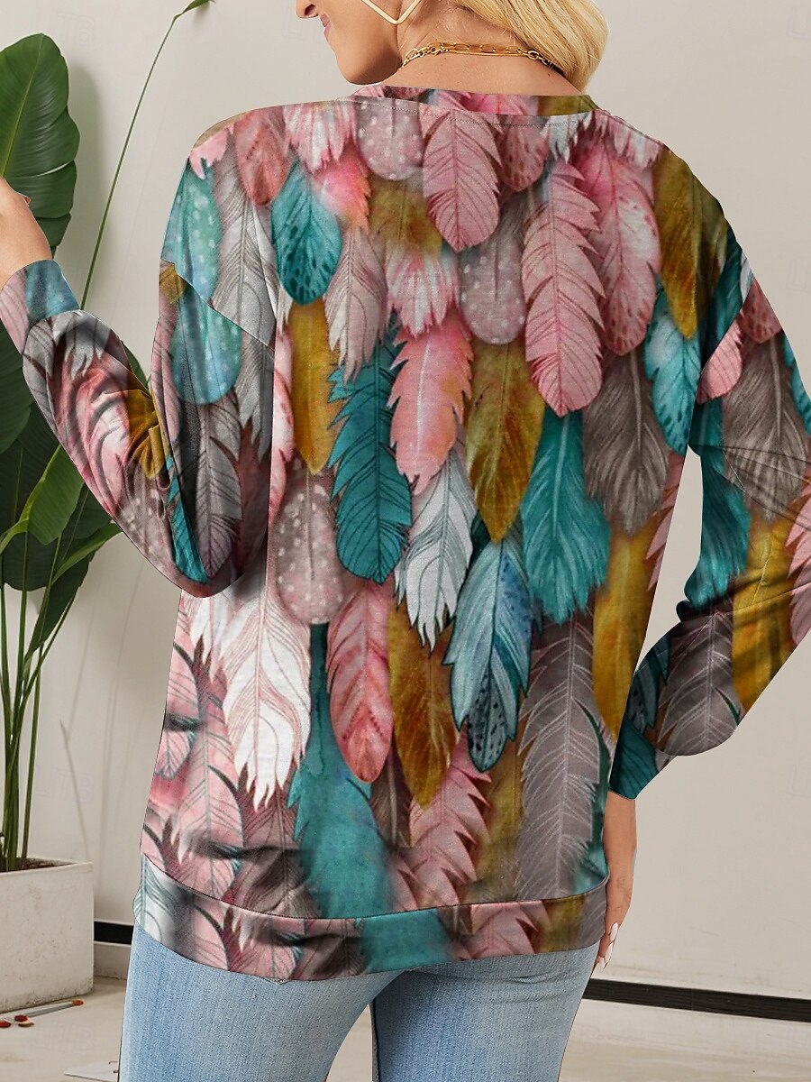 pull femme décontracté graphique vêtements de tous les jours décontracté col rond imprimé manches longues rose automne hiver de 2025 ? $24.99 –P2