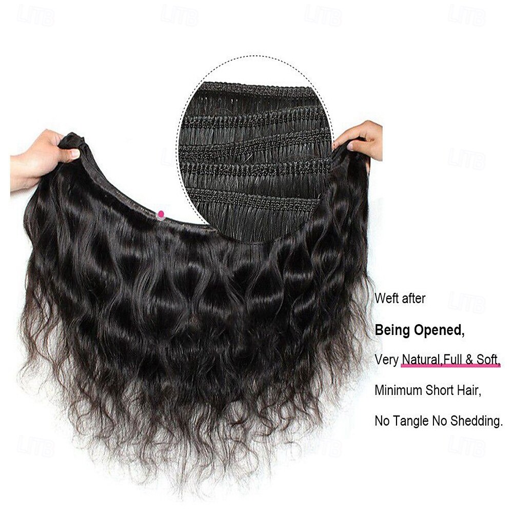 Braziliaanse bodywave van menselijk haar, weefextensie van menselijk haar, 3 bundels met sluiting, 4x4 kantsluiting 2025 - $211.99 –P5